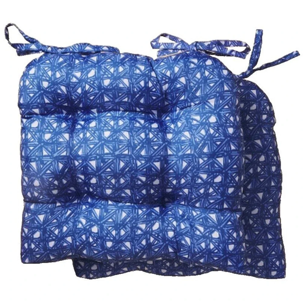 SET OF 2 THICK REVERSIBLE CUSHION CHAIR PADS w/ties (16